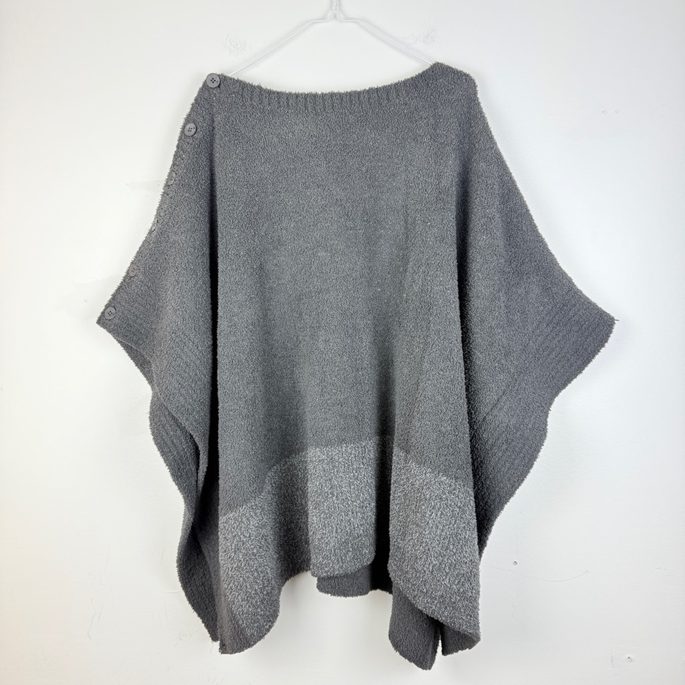 Barefoot Dreams CozyChic Poncho Wrap Gray OS Plus Ultra Soft Lounge Travel Layer